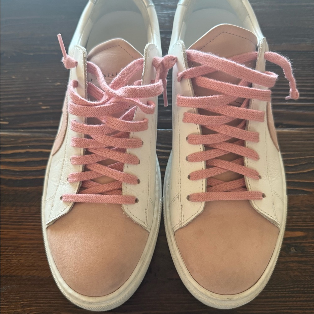 Oliver Cabell Pink and White Sneakers with Leather Upper